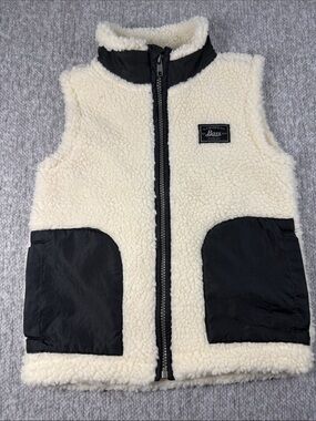 Kids G.H. Bass & Co Cream Sherpa Fleece Vest with Black Accents 4T
